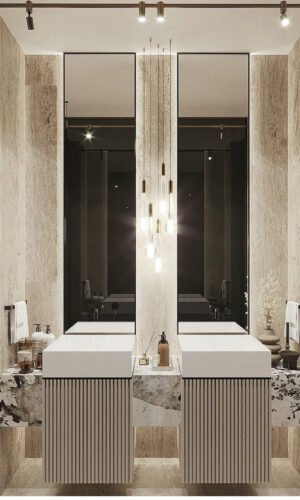 PATAGONIA + TRAVERTINO BATHROOM .